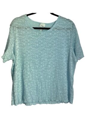 🎒 BTS SALE 📚 Orange U.S.A. Pale Blue Ruffle Hen &  Sleeve Eyelet Blouse, [Size 2